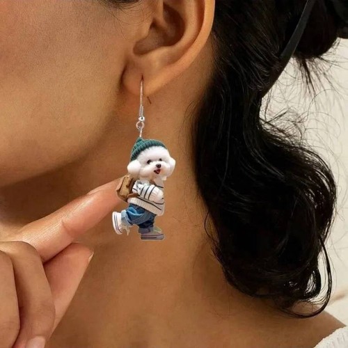 Bichon frise dog earrings - bichon,