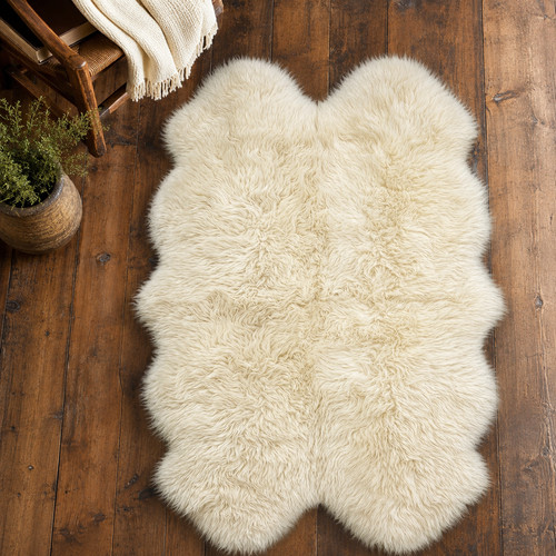 Genuine sheepskin rug - rug, ivory