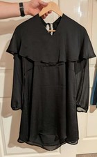 Next Black Shoulder Cape Mini Dress Size 12
