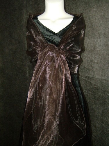 Dark brown organza shawl - brown,,