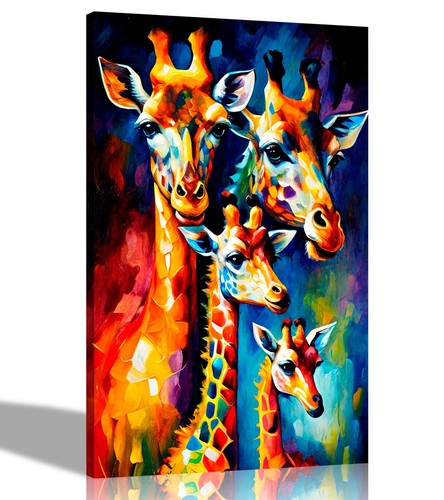 Giraffe family canvas wall art - giraffe,