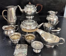 Antique Job Lot Of Silver Plated Teapots, Jugs, Gravy, Serveware, Plaque Etc