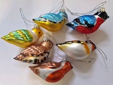 Christmas Gree Decorations. 12 Glass Garden Birds. 2 Sets of 6.