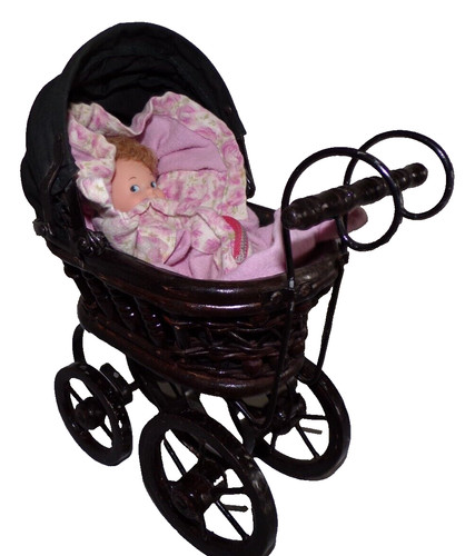 Doll vintage antique wicker - doll,