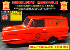 RELIANT REGAL SUPERVAN 3; ROYAL MAIL RED 1:43 SCALE UK MADE VANGUARDS DIECAST
