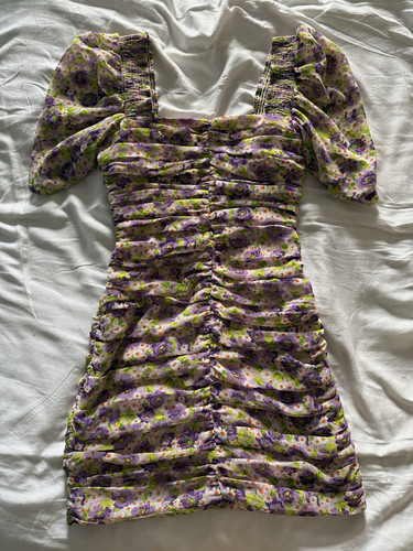 Zara purple floral ruched - purple,