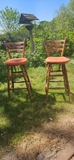 VVintage Bar Stool Tall Kitchen Stool Breakfast High Chair Home Wooden