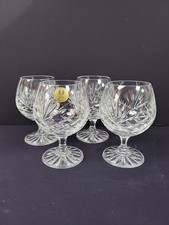 Zawiercie Lead Crystal Cut Brandy Glasses Set Of 4. PD