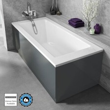 Nuie 100% Waterproof Bath Front & End Panels with Plinth Matt Grey 16mm Thick