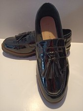 mod inspired ladies black loafers in excellent condition 