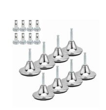 8 x Chrome Castors Glides: Inserts for Divan Beds, Sofa, Chairs, Ottoman Beds