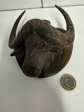 Vintage Wood Hand Carved Cape Buffalo Head Wall Hanging