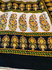   Vintage Pure Silk  Sarees Printed Sari Beautiful classic Paisley Border&Pallau