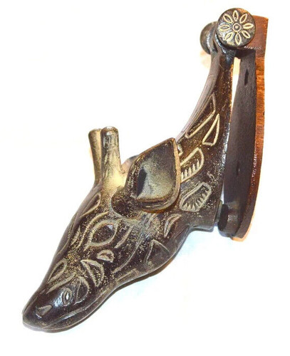 Bronze giraffe door knocker - bronze,