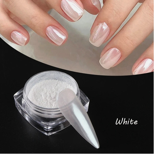 White pearl chrome nail powder - nail,