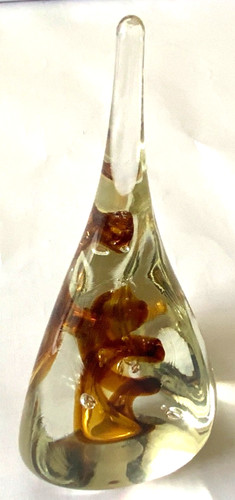 Teardrop glass paperweight