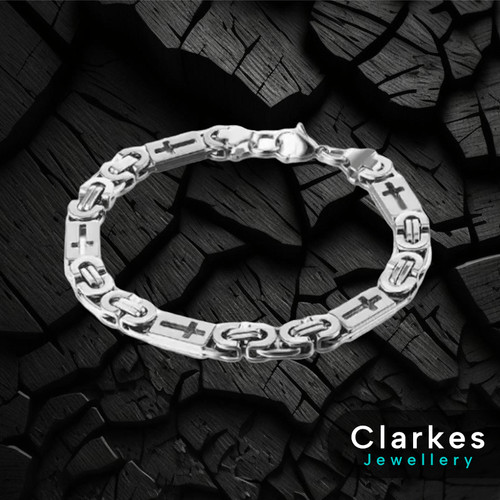 Stainless steel mens byzantine - steel,