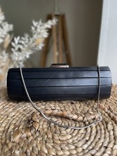 L K Bennett black leather clutch bag evening handbag