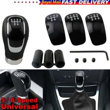 5/6 Speed 3 Cap Black PU Leather Manual Car Gear Shift Lever Shifter Stick Knob