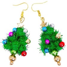 Christmas Tree Tinsel Dangle Earrings Stocking Filler Secret Santa Gift Present
