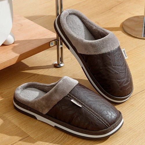 Men winter slippers pu - men's,