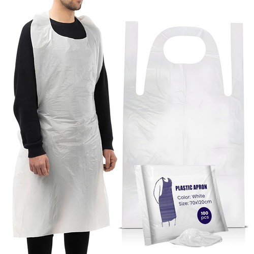 100 disposable aprons white - disposable,