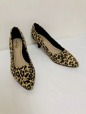 CLARKS UK3 EU35 Leopard Print Kitten Leather Gorgeous Classy Low Heel BNEW