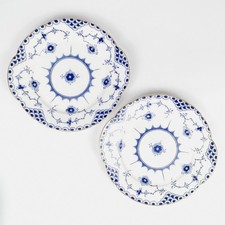 2x Crescent China Blue & White