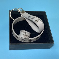 Unusual Vintage Paul Burkmar Rubber Printed Bull Terrier Jewellery And Key Ring
