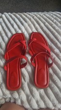 Red Toe Loop Flat Sandals Size