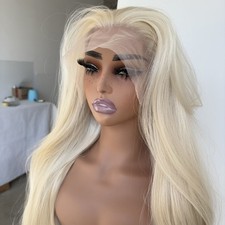 Lace Front Wigs Heat Resistant Synthetic Hair Long Straight Platinum blonde