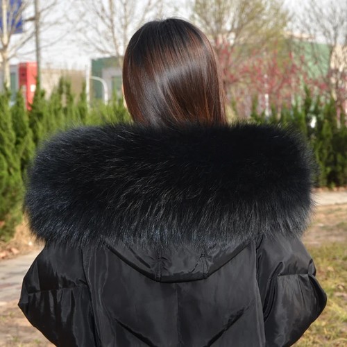 Luxury black fur scarf - black,