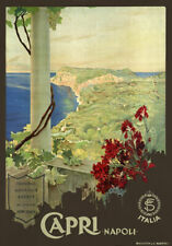 TA65 Vintage Italy Capri Napoli Naples Italian Travel Poster Re-Print  A4