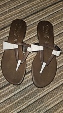 Otisopse Italian brand flat leather sandals - White/Brown - 4/37 NEW