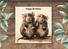 Pet Birthday Card 2 x Pet Rats