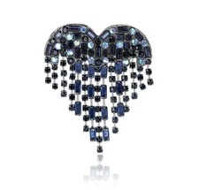 Blue Heart Brooch Luxury Drop