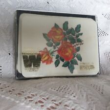 Vintage 60s 6 Coasters Roses Laminate MCM Cottagecore Orange