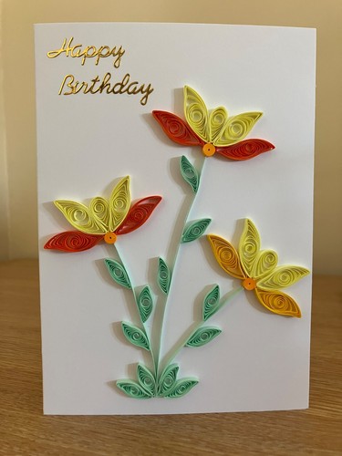 Handmade quilled birthday card - quilled,