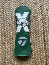 TaylorMade Golf Hybrid Head Cover Green and White Leather Used VGC