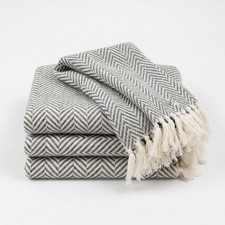 COTTON HERRINGBONE THROW LARGE