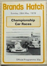 BRANDS HATCH 28 May 1978 BRSCC CHAMPIONSHIP CAR RACES Official Programme
