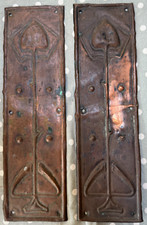 Pair of antique art and crafts COPPER finger door plates