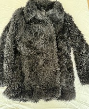 H&M Black Shaggy Retro Faux Fur Fake Fur Coat Women’s Size L