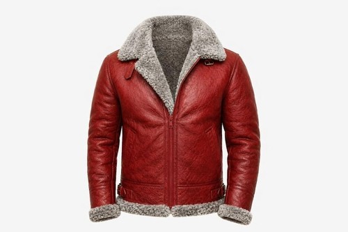 Men red genuine sheepskin b3 - red,