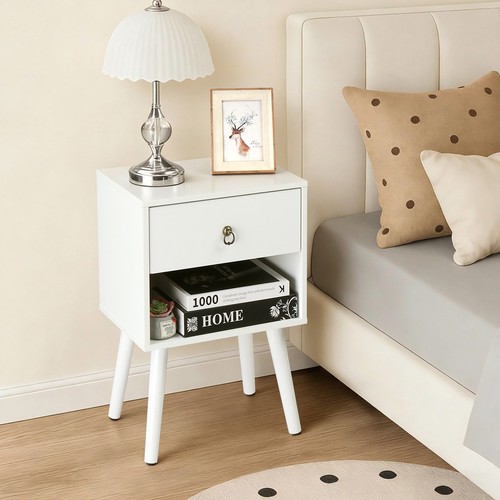 Wood bedside table - table, narrow