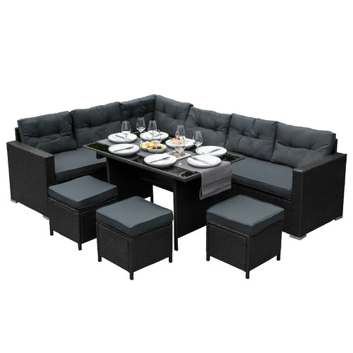 Rattan corner dining set - corner,
