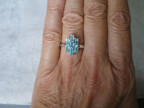 Blue apatite cluster ring - blue,