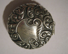 S (Shubael) Cottle NY (1865-1878) Sterling Silver 2" Pill Box # 210, H.M. Shine