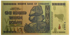 100 Trillion Dollars Zimbabwe Banknote. Gold Foil Collectible 