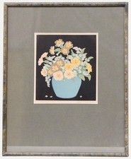 John Hall Thorpe (1874-1947) - Woodcut, Primroses & Forget Me Knots
